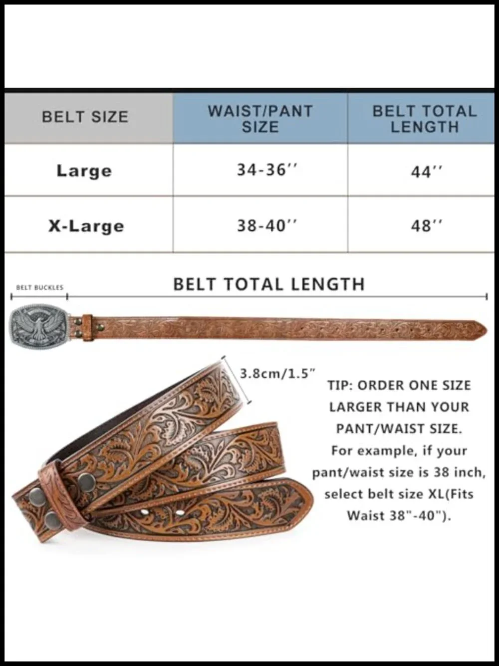 Western Belt for Belt Buckle 1.5